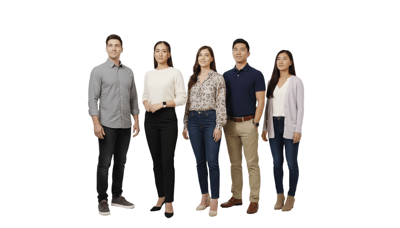 A diverse team of professionals representing virtual assistant talent